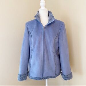 L.L. Bean Faux Suede Sherpa Lined Embroidered Jacket - Large